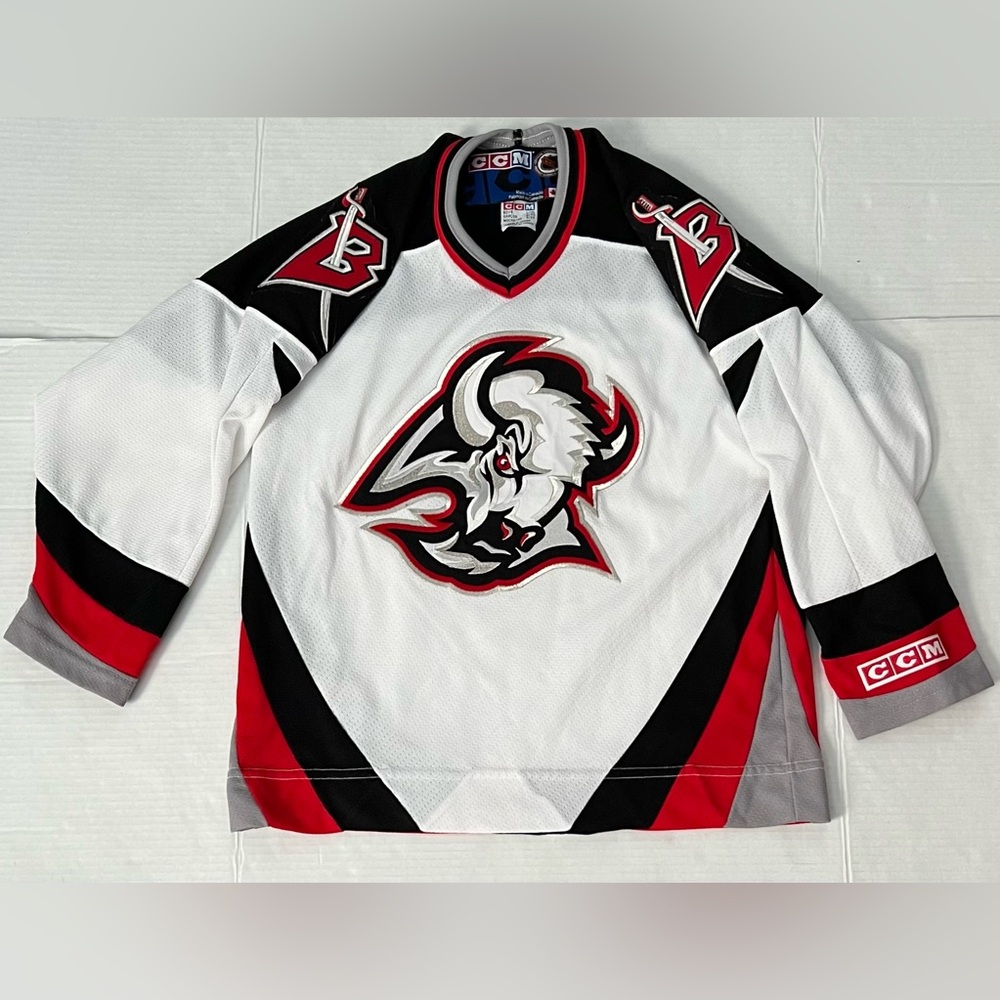 Vintage Buffalo Sabres Ccm Nhl Hockey Jersey Boys Youth L/Xl Goathead 90s